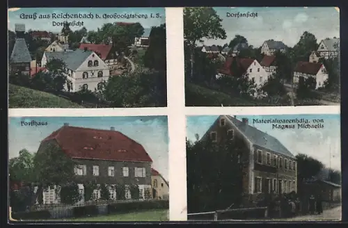 AK Reichenbach / Grossschirma, Forsthaus, Handlung von Magnus Michaelis, Dorfansicht