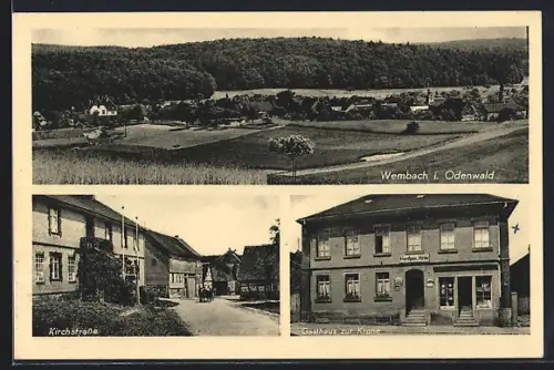 AK Wembach i. Odw., Gasthaus zur Krone, Bes. Karl Zimmermann, Kirchstrasse
