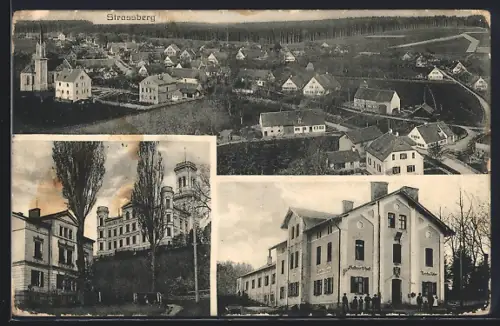 AK Strassberg / Bobingen, Totalansicht, Gasthaus Reichs-Adler
