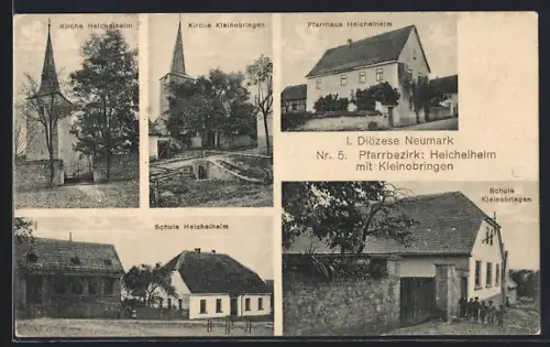 AK Heichelheim /Neumark, Kleine, Pfarrhaus, Schule Kleinobringen