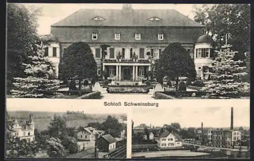 AK Schweinsburg, Schloss, Bahnhof, Blick auf den Ort