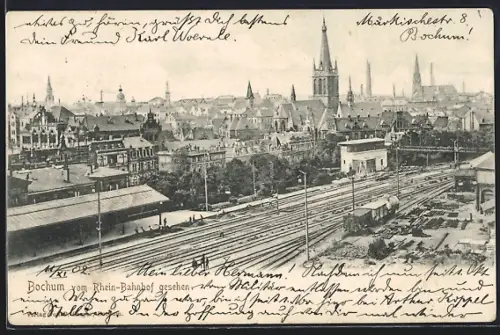 AK Bochum, Ortsansicht vom Rhein-Bahnhof