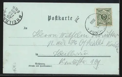 Mondschein-Lithographie Berlichingen, Restaurant zur Brücke, Panorama und Flusspartie