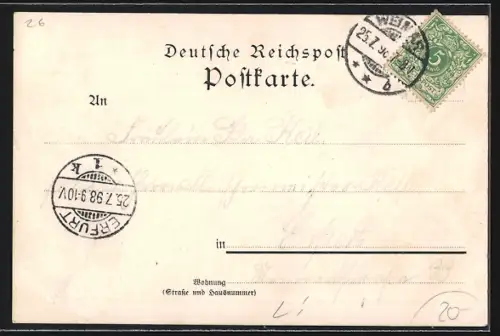 Lithographie Weimar / Thür., Gasthaus Berggesellschaft mit Besuchern