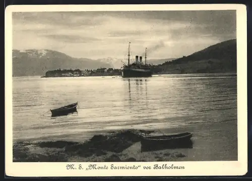AK Balholmen, Hamburg-Südamerikanische Dampfschifffahrts-G., M. S. Monte Sarmiento