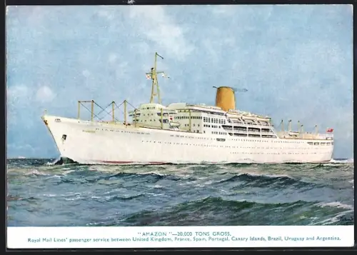 Künstler-AK Passagierschiff Amazon, Royal Mail Lines