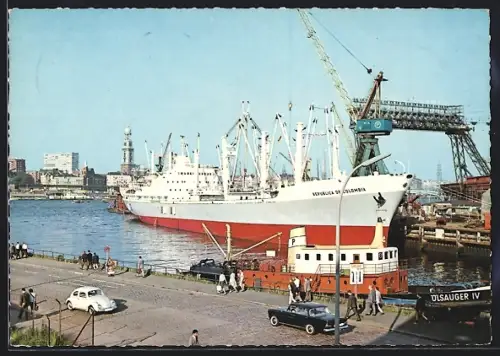 AK Hamburg, Handelsschiff Republica de Colombia im Hafen