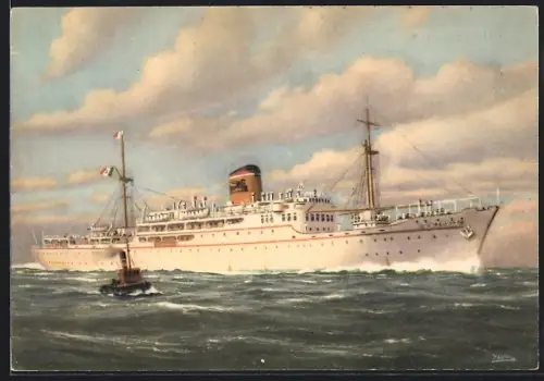 Künstler-AK Passagierschiff Enotria auf hoher See