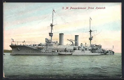 AK SM Panzerkreuzer Prinz Heinrich liegt vor Anker