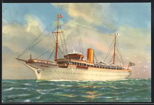 Künstler-AK Passagierschiff Stella Polaris in voller Fahrt auf hoher See