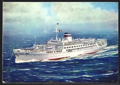 AK Passagierschiff M. V. Aurelia auf hoher See