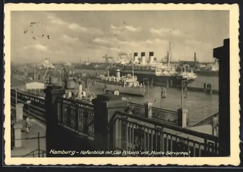 AK Hamburg, Hafenblick mit Passagierschiffen Cap Polonio und Monte Servantes