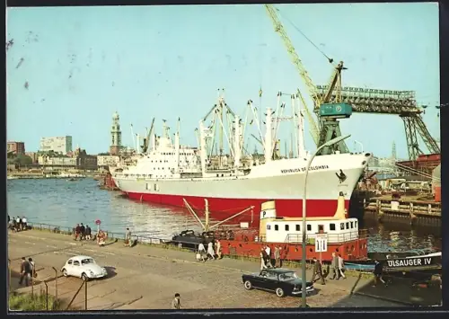AK Hamburg, Handelsschiff Republica de Colombia im Hafen
