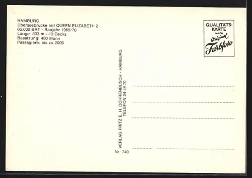 AK Hamburg, Passagierschiff Queen Elizabeth 2