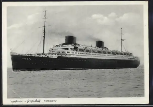 AK Turbinen-Grossschiff Europa des Nordd. Lloyd Bremen auf See