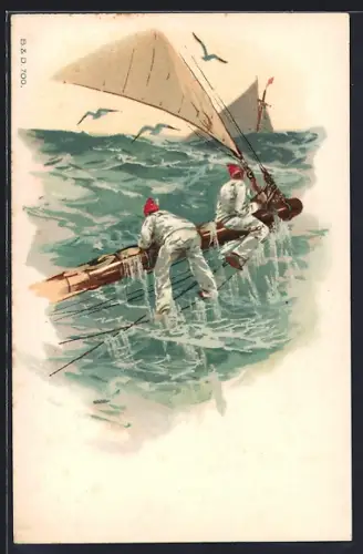 Künstler-AK Willy Stoewer: Feuchter Aufenthalt auf dem Klüverbaum