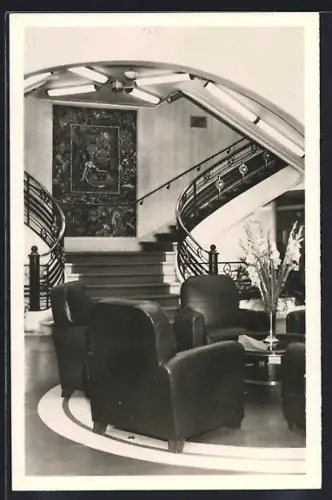 AK Ile de France, Le Grand Escalier, Passagierschiff