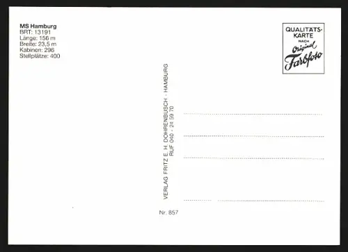 AK Fährschiff MS Hamburg in Fahrt