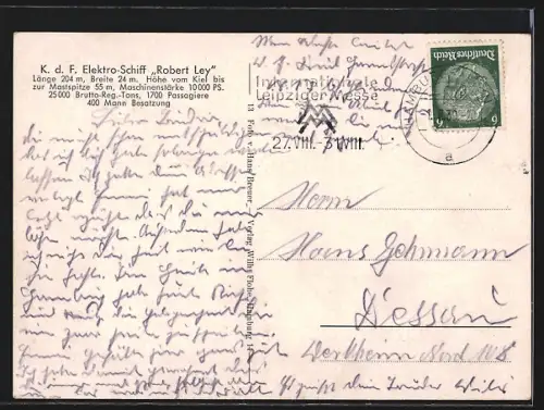 AK Passagierschiff KdF Robert Ley im Hafen