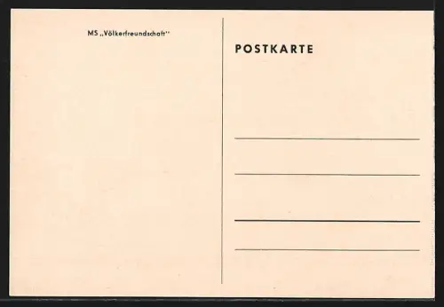 AK Passagierschiff MS Völkerfreundschaft auf See