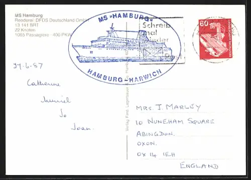 AK Passagierschiff MS Hamburg der DFDS Seaways