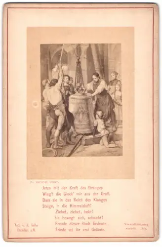 Fotografie H. Keller, Frankfurt a. M., Gemälde: Szene aus Schillers Das Lied der Glocke, nach L. Bode