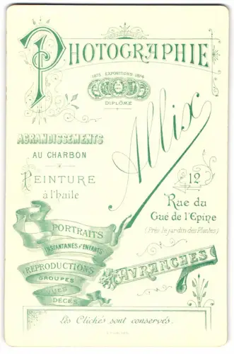 Fotografie Ch. Allix, Avranches, Dienstleistungen & Adresse des Atelier in verschiedenen Schrifttypen