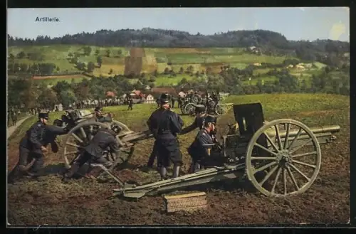 AK Grenzbesetzung 1914 - Artillerie, Geschütz der Schweizer Armee