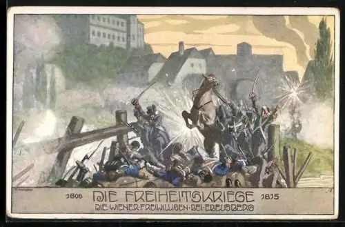 Künstler-AK Ernst Kutzer: Die Freiheitskriege 1806-1815, Die Wiener Freiwilligen bei Ebelsberg