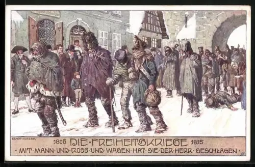 Künstler-AK Ernst Kutzer: Die Freiheitskriege 1806 - 1815, Mit Mann und Ross und Wagen hat sie der Herr geschlagen