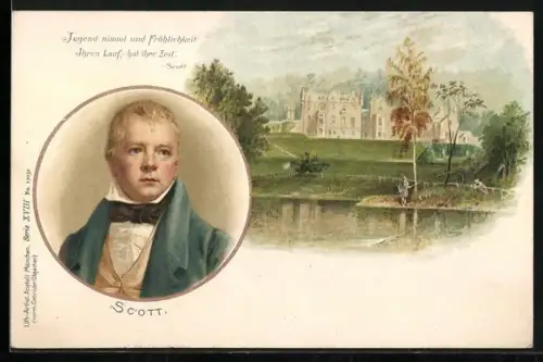 Lithographie Schottischer Schriftsteller Scott (1771-1832)