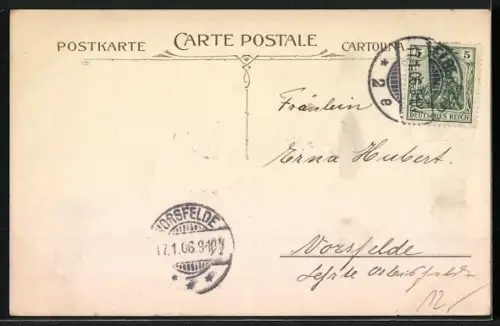 Künstler-AK Dame trägt ein Tablett mit Tee, Jugendstil