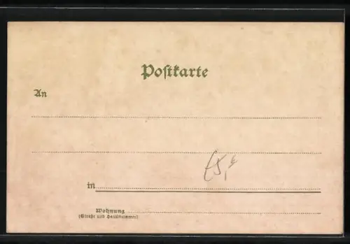 Lithographie Mann auf einem Fahrrad grüsst mit seinem Hut