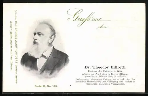 AK Dr. Theodor Billroth, Professor der Chirurgie in Wien