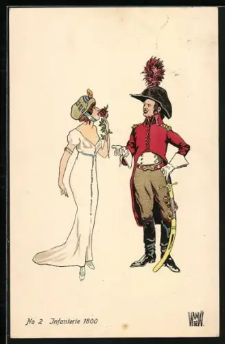 Künstler-AK sign. Wr. de May: Schweizer Infanterie-Soldat mit Frau