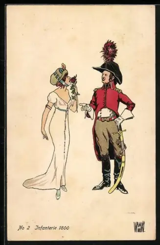 Künstler-AK sign. Wr. de May: Schweizer Infanterie-Soldat mit Frau