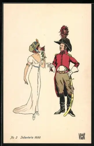 Künstler-AK Soldat der No. 2. Infanterie 1800