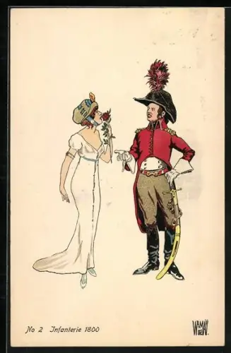 Künstler-AK sign. Wr. de May: Schweizer Infanterie-Soldat mit Frau