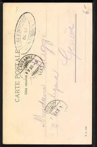 Lithographie Villeneuve, Reklame Chocolate Kohler, Eglise