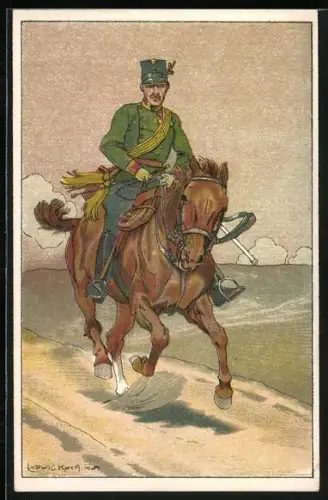 Künstler-AK Ludwig Koch: Soldat reitet im Galopp
