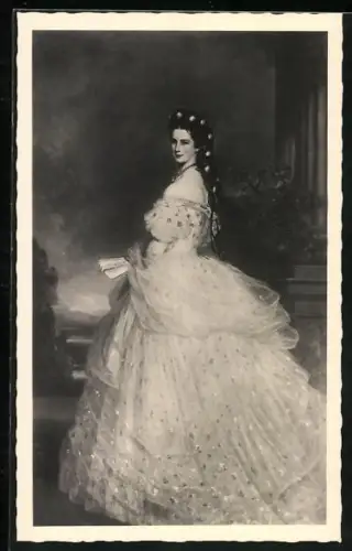 Künstler-AK Kaiserin Elisabeth (Sissi) von Österreich mit einem Fächer