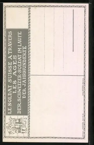 Künstler-AK sign. Ed. Elzingre: Der Schweizer Soldat im Laufe der Jahrhunderte, Laupen 21. Juni 1339, Histor. Uniform
