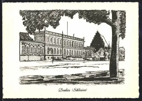 Künstler-AK Breslau /Schlesien, Schloss und Dorotheenkirche