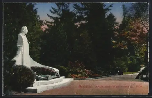 AK Breslau, Schillerdenkmal im Scheitniger Park