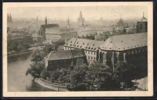 AK Breslau, Sandinsel und Blick über die Stadt