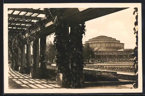 AK Breslau, Jahrhunderthalle mit Pergola