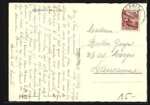 AK Chironico, Ortsansicht aus der Vogelschau