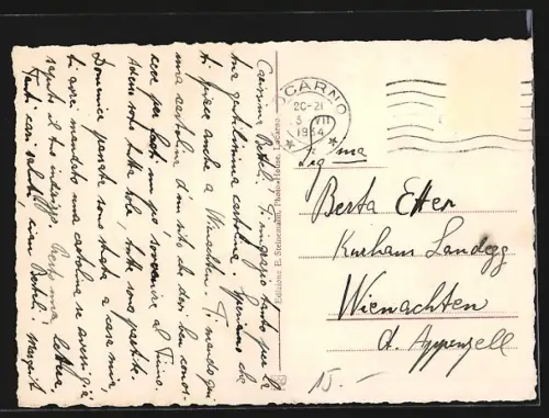 AK Contra, Ortspartie mit Kirche im Gebirge