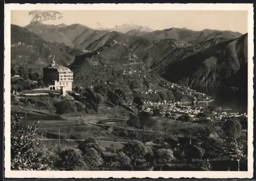 AK Cademario, Kurhaus Cademario mit Blick auf Lugano