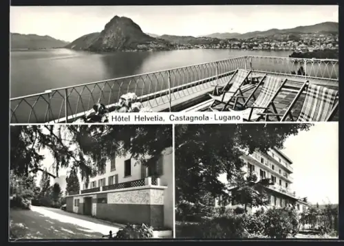 AK Castagnola-Lugano, Hotel Helvetia, Veranda, Balkon